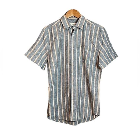 Line of trade cotton & linen blend striped button shirt - Picture 1 of 9